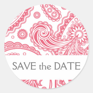 Inder Paisley Save the Date Runder Aufkleber