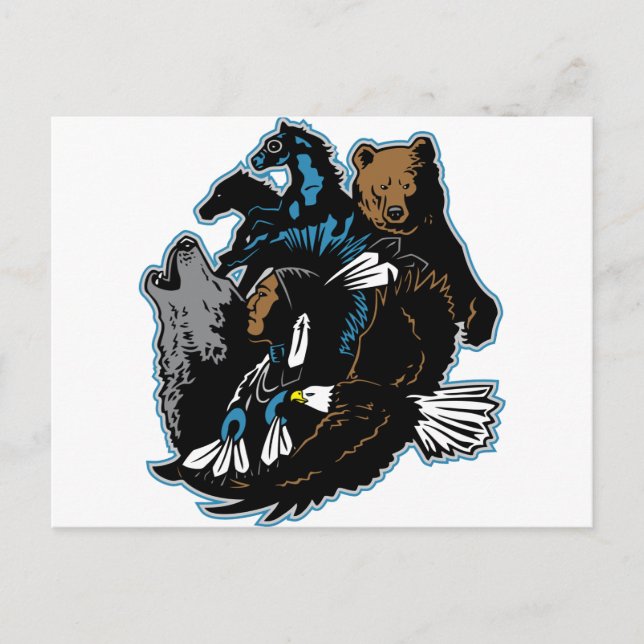 Inder und Tiere Postkarte (Vorderseite)