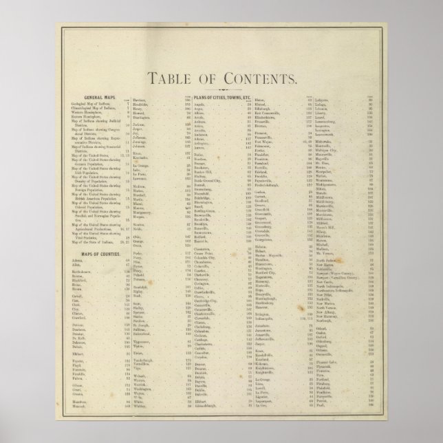 Index Indiana illustrierter historischer Atlas 2 Poster (Vorne)