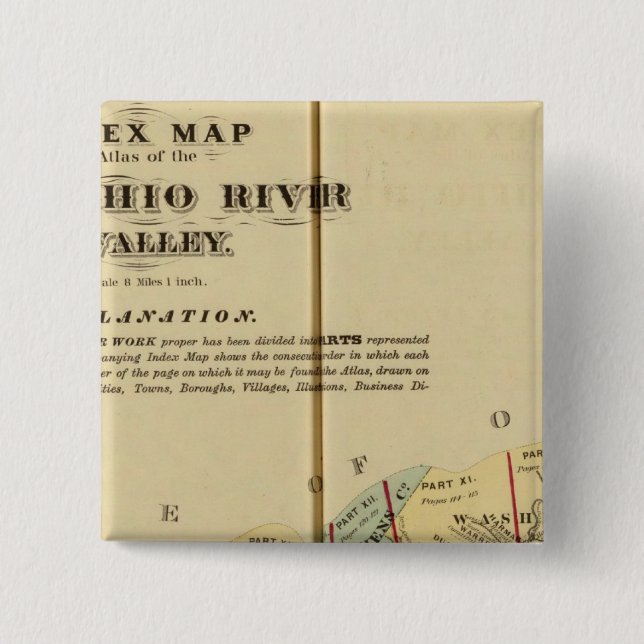 Index-Karte des Atlas des oberen Ohio-Flusses Button (Vorderseite)