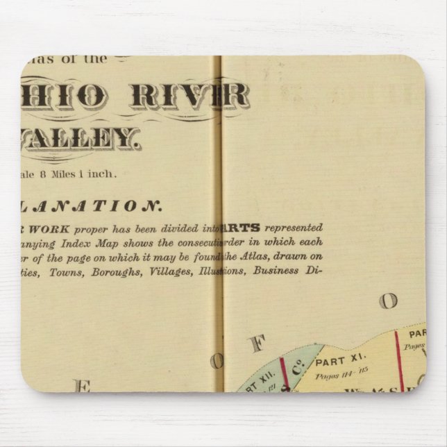 Index-Karte des Atlas des oberen Ohio-Flusses Mousepad (Vorne)