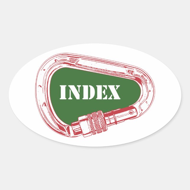 Index Kletterkarabiner Ovaler Aufkleber (Vorderseite)