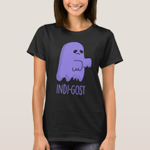 Indi-gost Funny Halloween Indigo Ghost Pun Dark BG T-Shirt