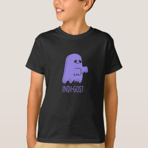 Indi-gost Funny Halloween Indigo Ghost Pun Dark BG T-Shirt