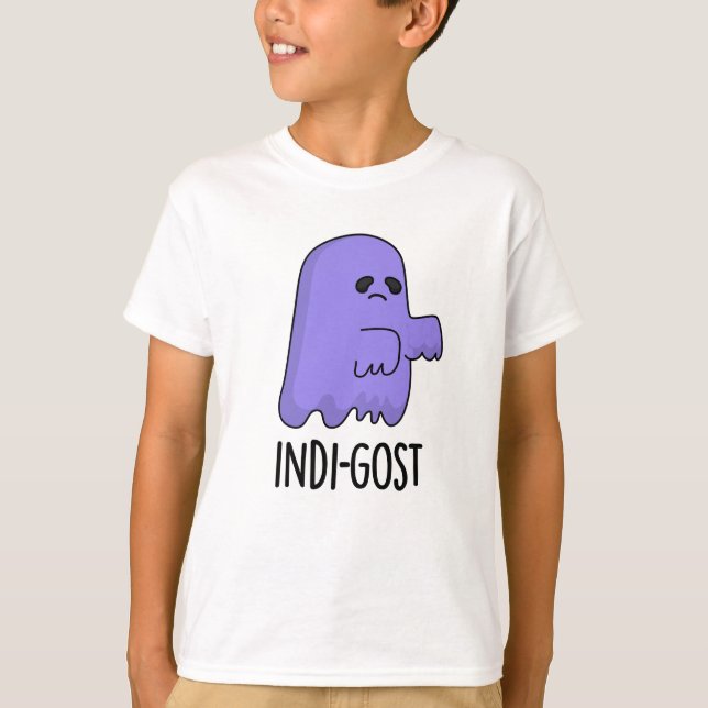 Indi-gost Funny Halloween Indigo Ghost Pun T-Shirt (Vorderseite)