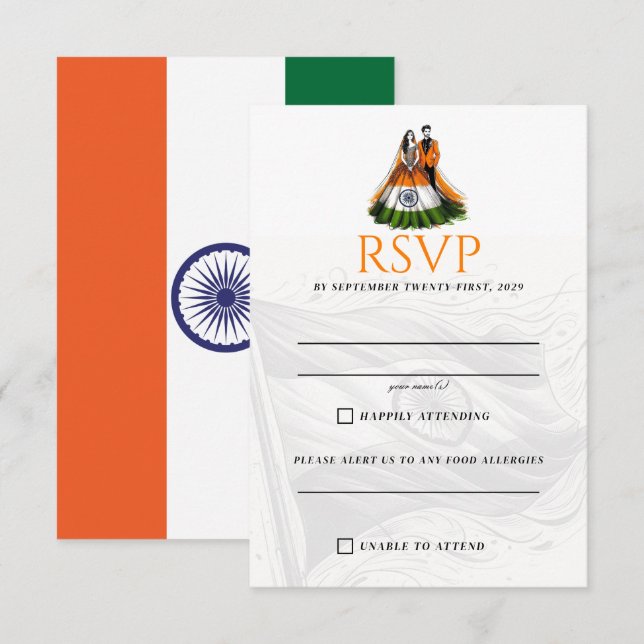 India Couple RSVP Karte (Vorne/Hinten)