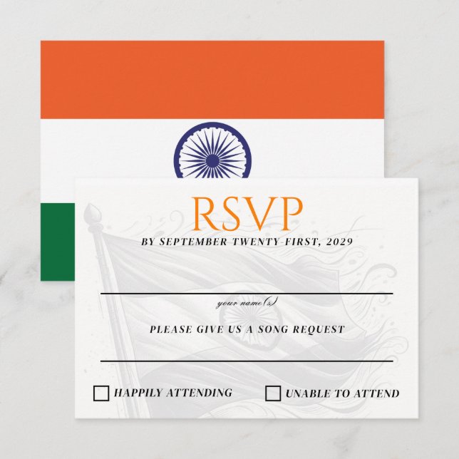India Couple RSVP Karte (Vorne/Hinten)