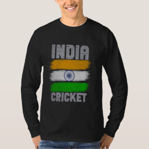 India Cricket Cricketer Fan Batsmen Indische Flagg T-Shirt