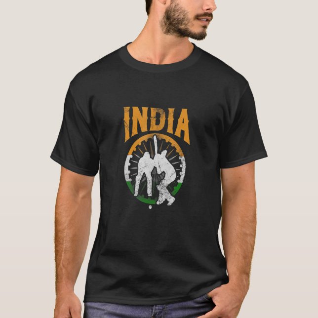India Cricket Player Indian Cricket Team Flag Dist T-Shirt (Vorderseite)