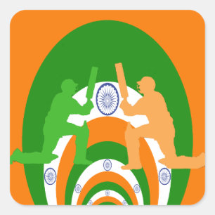 India Cricket Spirit Abstract Design Quadratischer Aufkleber