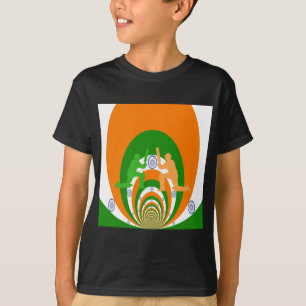 India Cricket Spirit Abstract Design T-Shirt