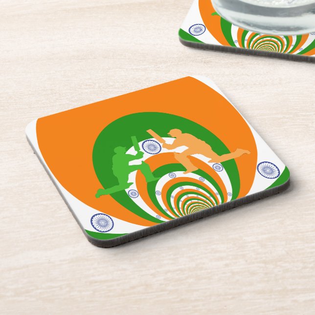 India Cricket Spirit Abstract Design Untersetzer (Linke Seite)