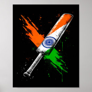 India Cricket T Cricket Warrior British Flag Crick Poster