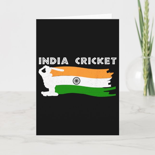 India Cricket With Indian Flag  Karte (Vorderseite)