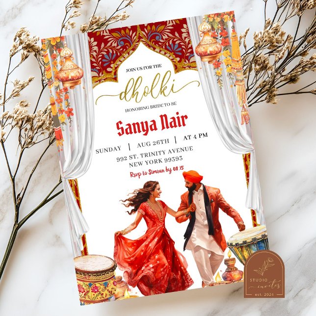 India Dholki Night Sangeet Wedding Einladung (Von Creator hochgeladen)