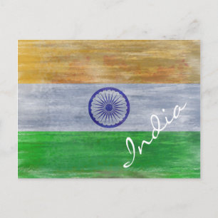 India distressed Indian flag Postkarte