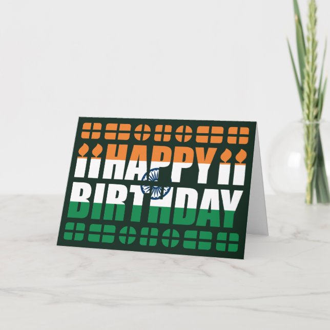 India Flag Birthday Card Karte (Vorderseite)