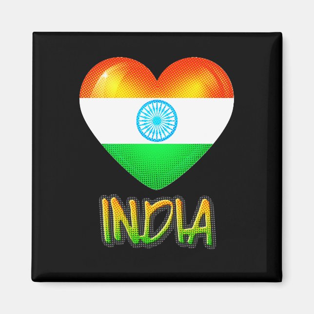 India Flag Heart Cutout Magnet (Vorne)