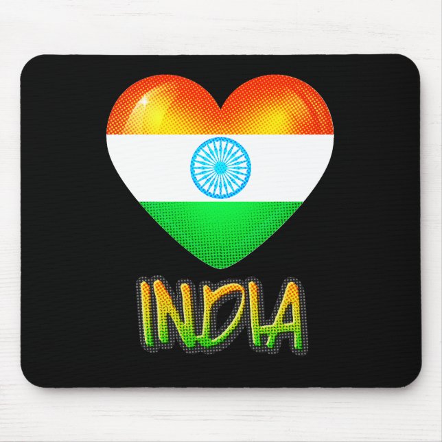 India Flag Heart Cutout Mousepad (Vorne)