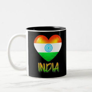 India Flag Heart Cutout Zweifarbige Tasse