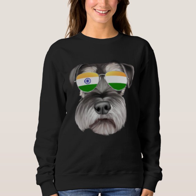 India Flag Miniature Schnauzer Dog India Pocket Sweatshirt (Vorderseite)