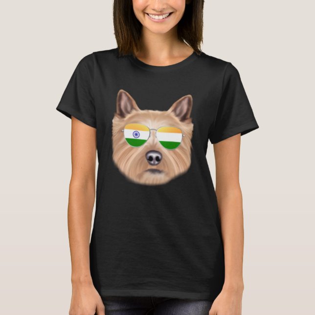 India Flag Norwich Terrier Dog India Pocket T-Shirt (Vorderseite)
