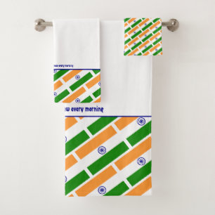 INDIA FLAG Personalisierte Schrift WEISS Badhandtuch Set
