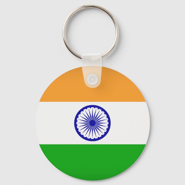 India Flag Schlüsselanhänger, Basic Button Schlüss Schlüsselanhänger (Vorderseite)