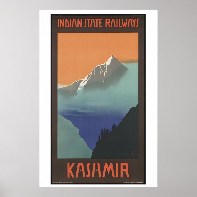 India Kashmir Vintage Travel Poster - Framed (Vorne)
