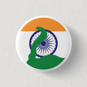 India King cobra Snake Indische Nationale Tierflag Button