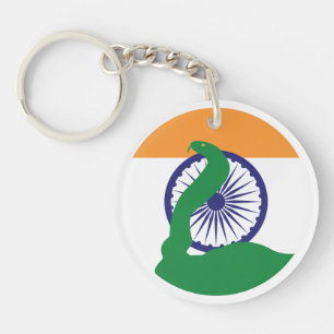 India King cobra Snake Indische Nationale Tierflag Schlüsselanhänger