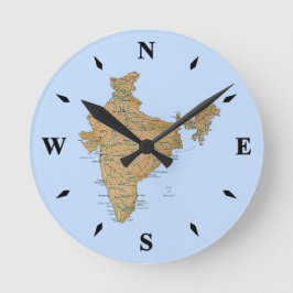 India Map Clock Runde Wanduhr