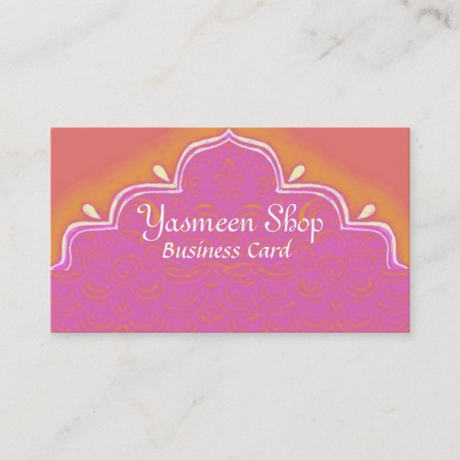 India Mehndi Business Card pink Visitenkarte (Vorderseite)