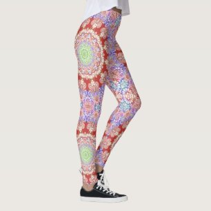 India Mehndi Style Mandala - Rot blau Leggings