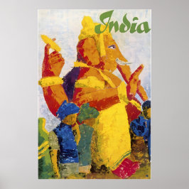India Painting Ganesh Print Hindi Art Poster