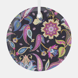 India Paisley Seamless Blumen Ornament Aus Glas