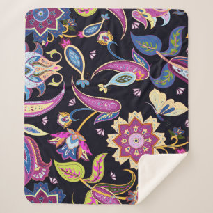 India Paisley Seamless Blumen Ornament Sherpadecke