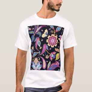 India Paisley Seamless Blumen Ornament T-Shirt