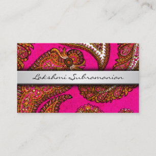 India Pink Paisley Business Cards Visitenkarte