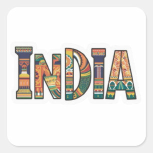 "India Pride Aufkleber: Zeigen Sie Ihren Geist" Quadratischer Aufkleber