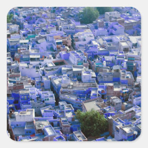 INDIA, Rajasthan, Jodhpur: Blue City of Jodhpur Quadratischer Aufkleber