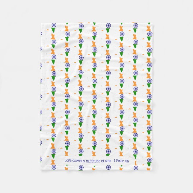 INDIA Scripture Christliche LIEBE deckt White ab Fleecedecke (Vorderseite)