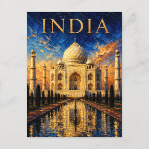 India: Sunrise Glow Taj Mahal Art Souvenir Postkarte