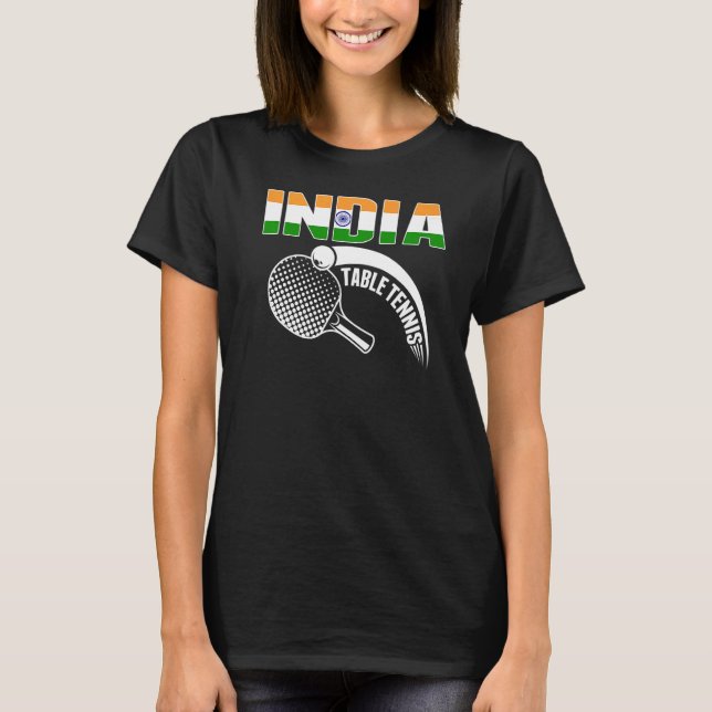 India Table Tennis unterstützt indisches Ping Pong T-Shirt (Vorderseite)