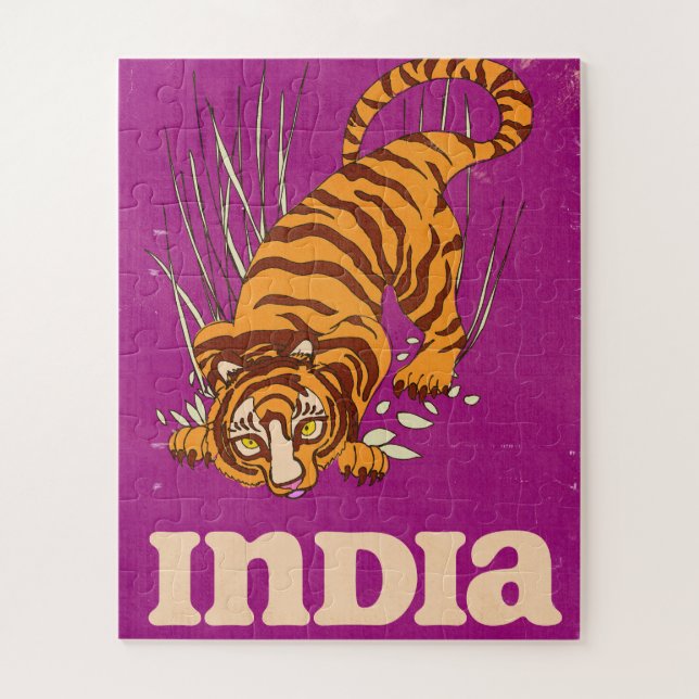 India Tiger Vintage travel poster (Vertikal)