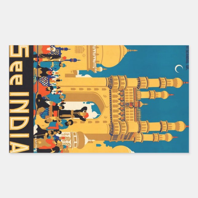 India Travel Poster Aufkleber (Vorderseite)