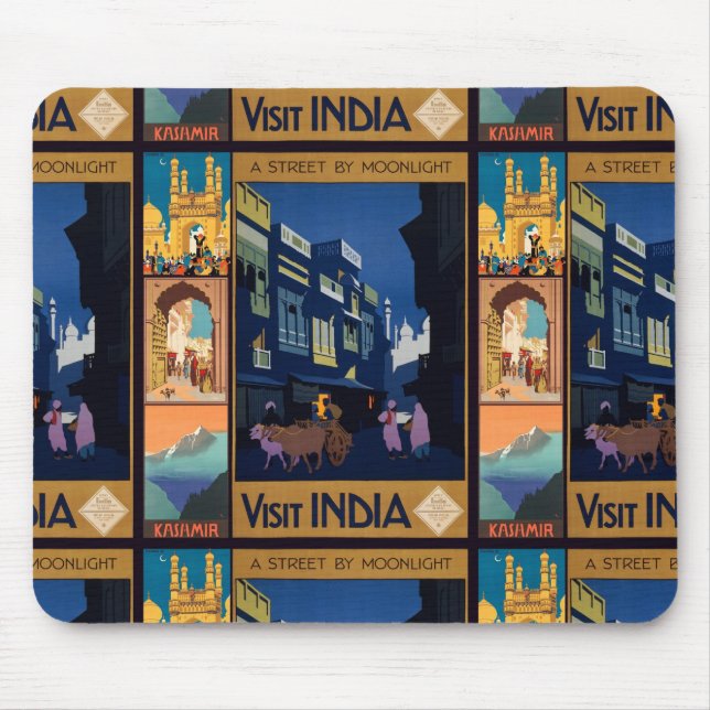 India Travel Poster Collage Mousepad (Vorne)