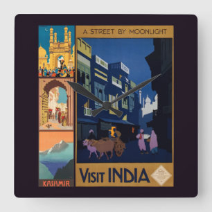 India Travel Poster Collage Uhr