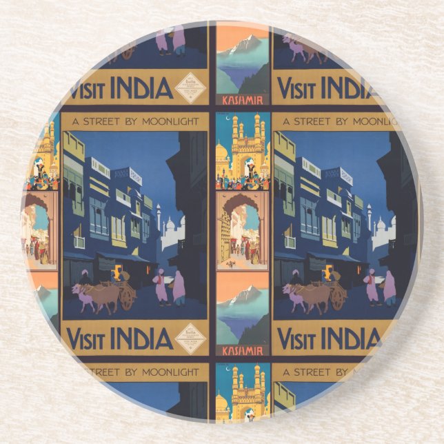 India Travel Poster Collage Untersetzer (Vorne)