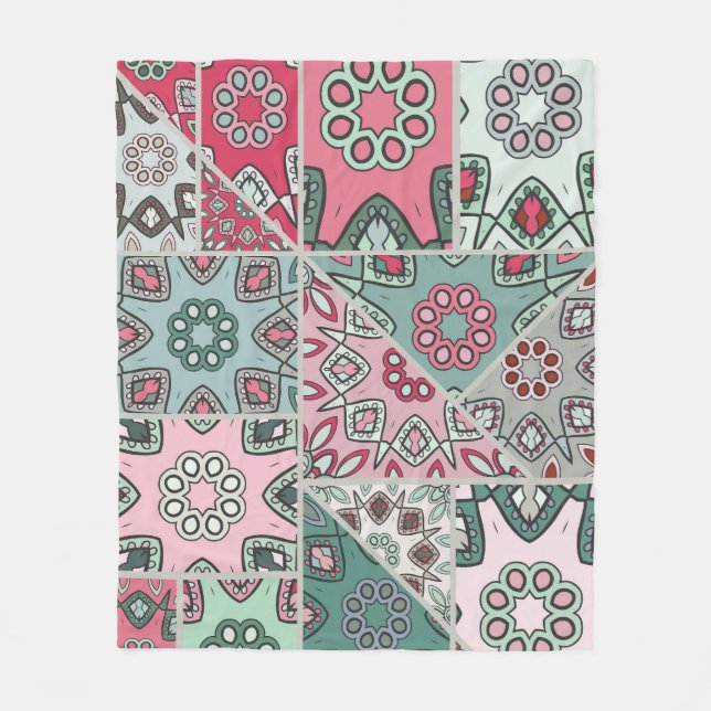 Indian Arabic Patchwork Quilt Vintag Fleecedecke (Vorderseite)